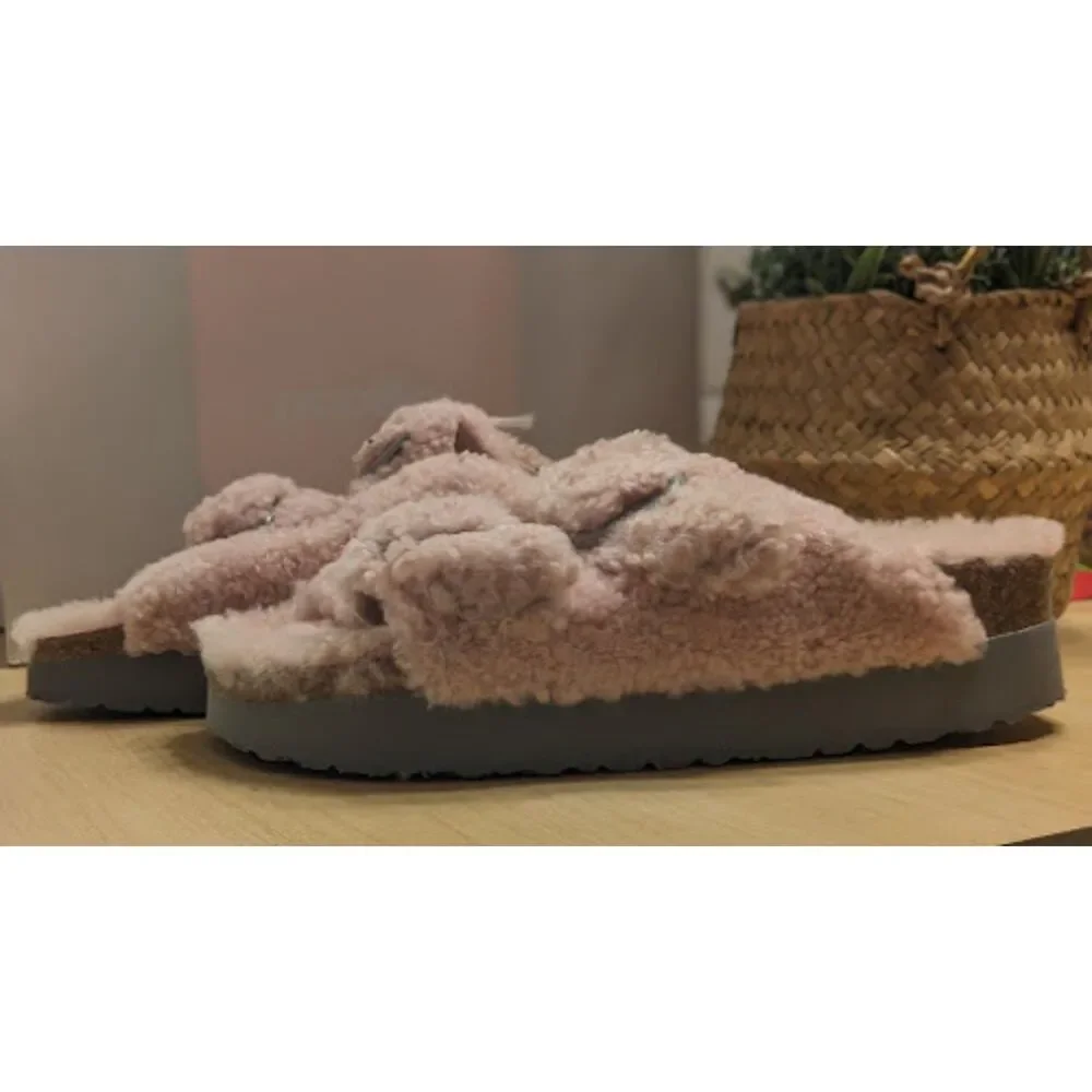 Birkenstock Arizona Crystal Rose Big Buckle Teddy Shearling Sandal EU 40 NIB